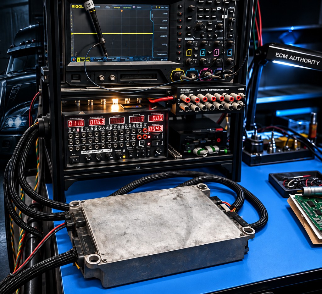 Control module on the bench wired into lab test equipment
